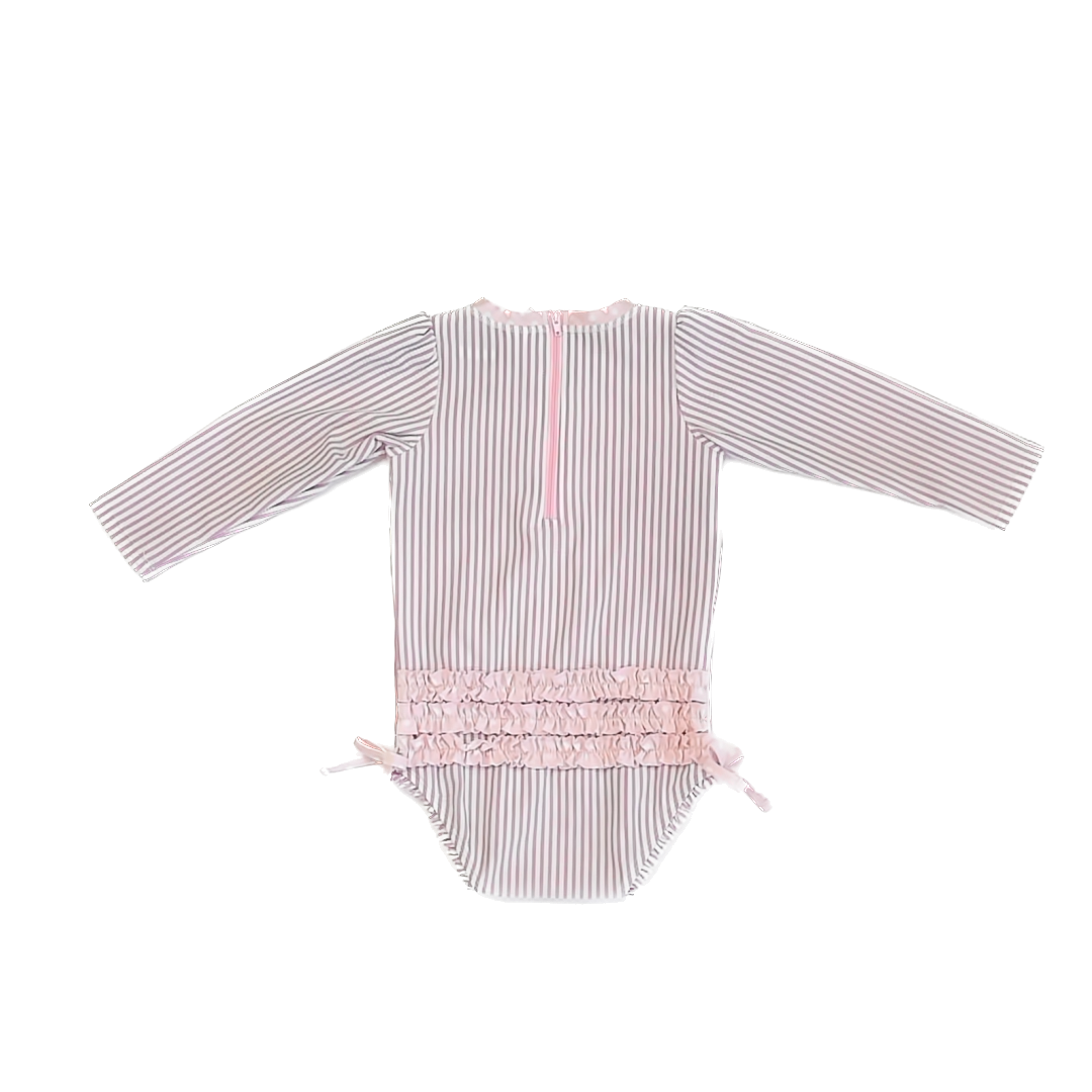 Ruffle Butts Girls Pink White Stripes 1-piece Swimsuit Size: 2T Pink White Stripes
