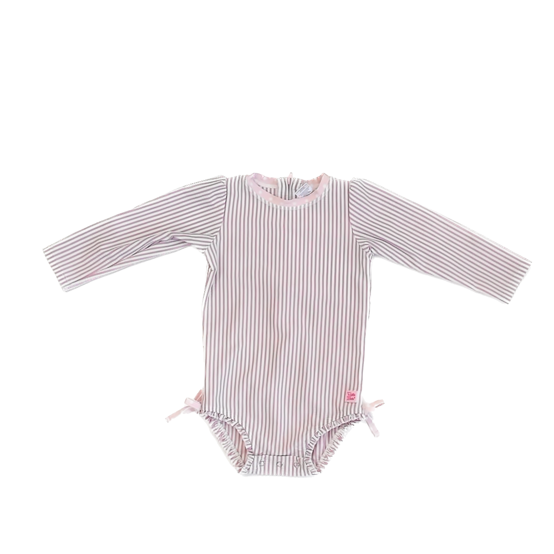 Ruffle Butts Girls Pink White Stripes 1-piece Swimsuit Size: 2T Pink White Stripes