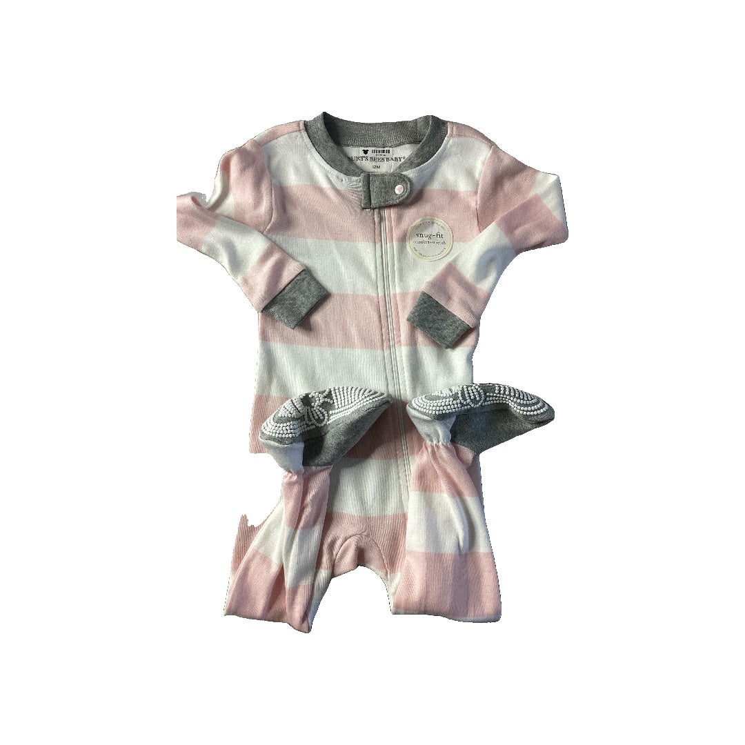 Burt's Bees Unisex pink | White Pajamas Size: 12M pink | White