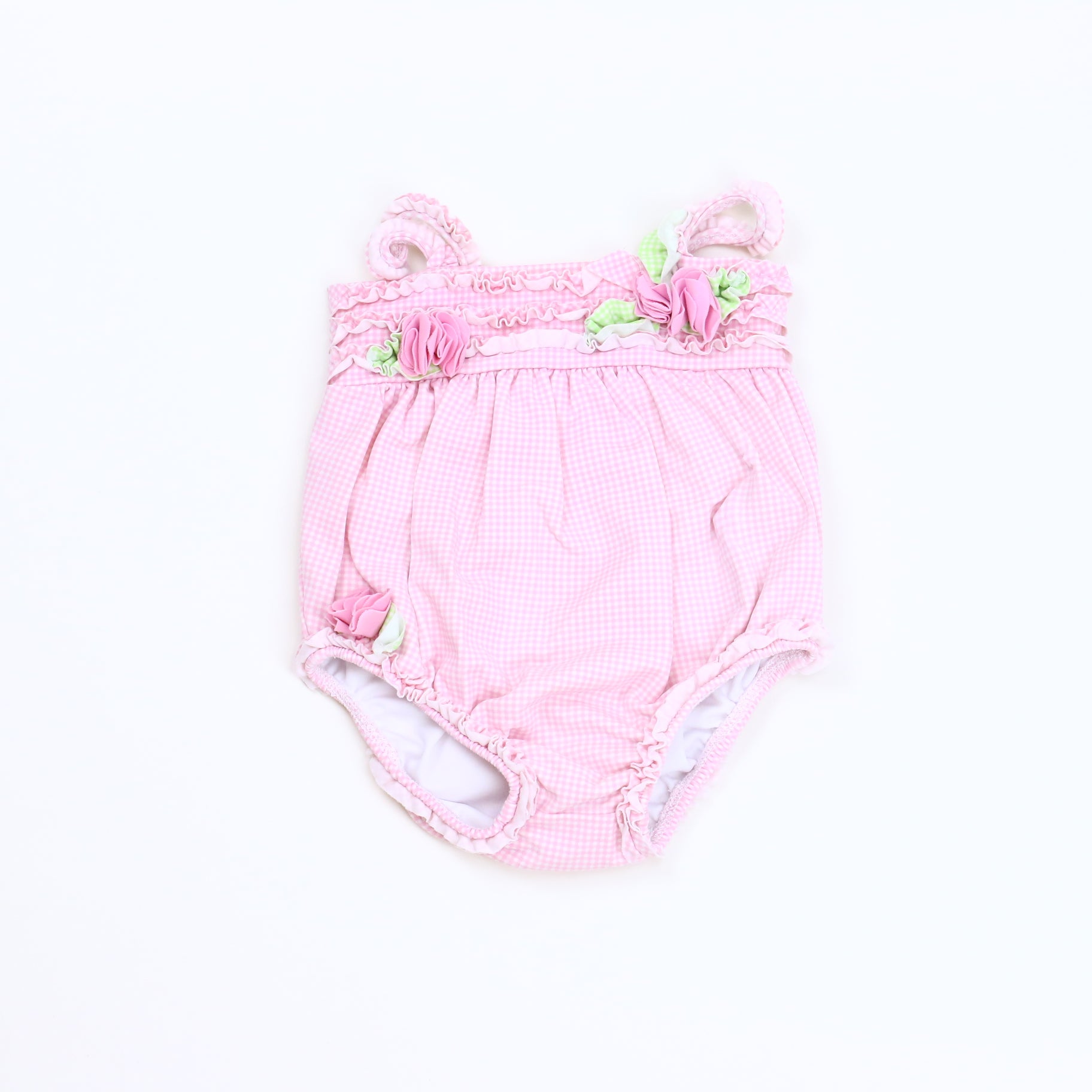 Kate Mack Girls Pink/White 1-piece Swimsuit Size: 6 Months Pink/White
