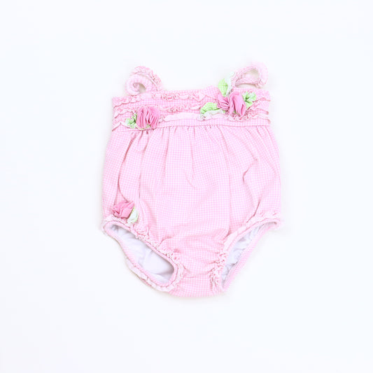 Kate Mack Girls Pink/White 1-piece Swimsuit Size: 6 Months