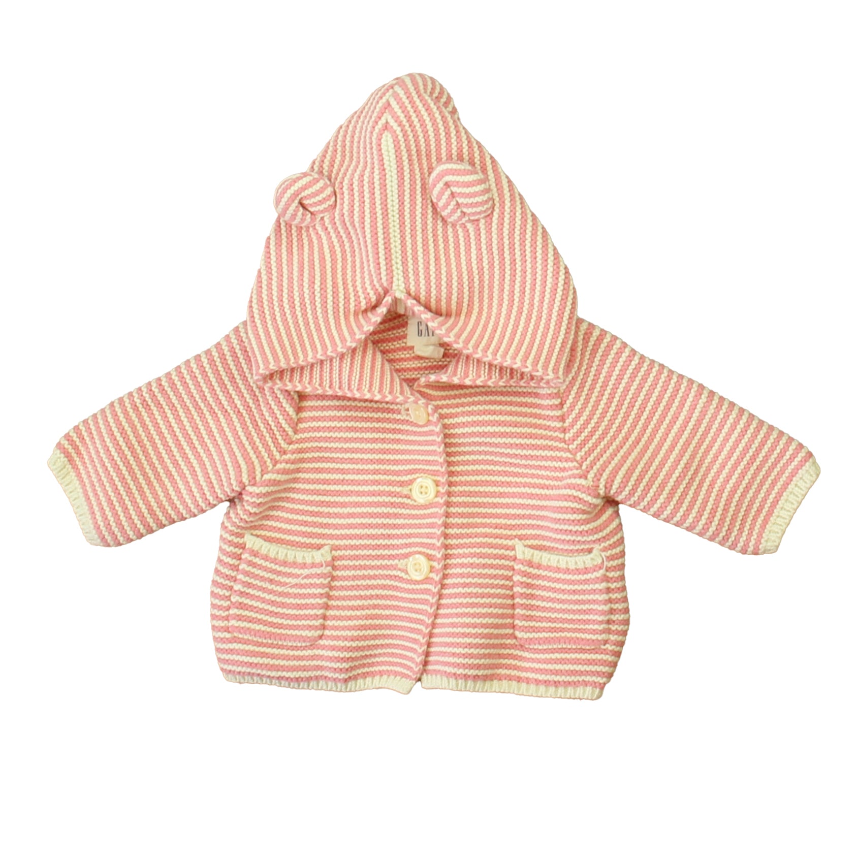 Gap Girls Pink | White Cardigan Size: 0-3 Months Pink | White