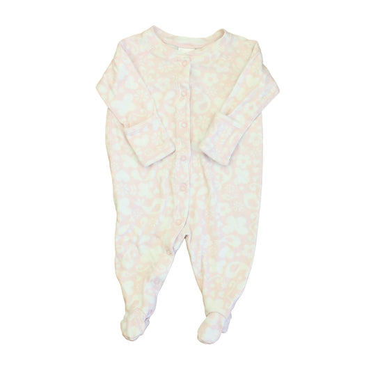 Hanna Andersson Girls Pink | White 1-piece footed Pajamas Size: 3-6 Months Pink | White