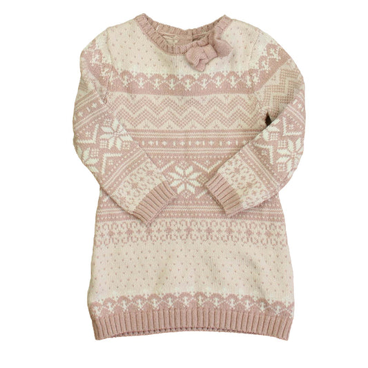 Adrienne Vittadini Bambini Girls Pink | White Sweater Dress Size: 12 Months Pink | White