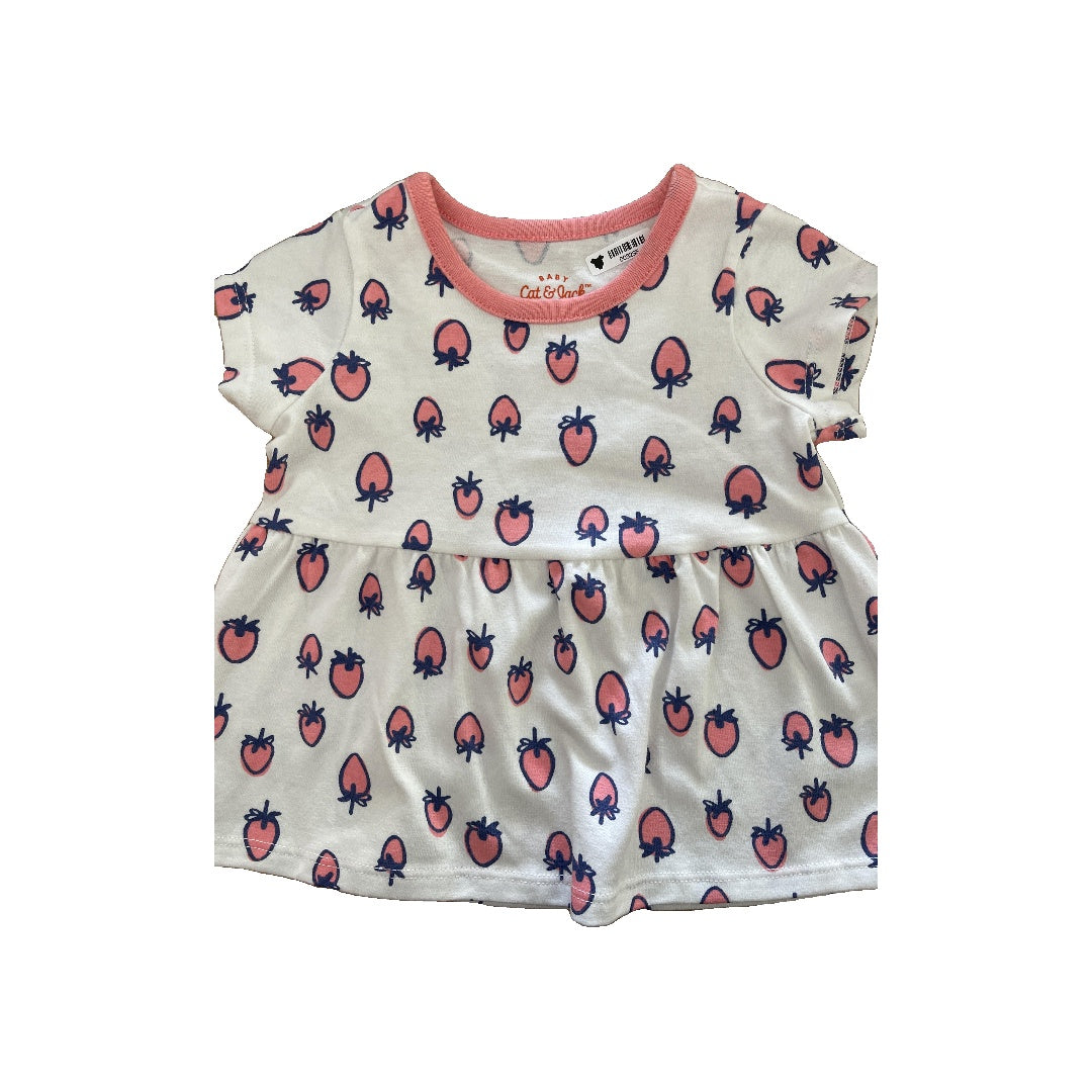 Cat & Jack Girls pink | White T-Shirt Size: 6-9 months pink | White