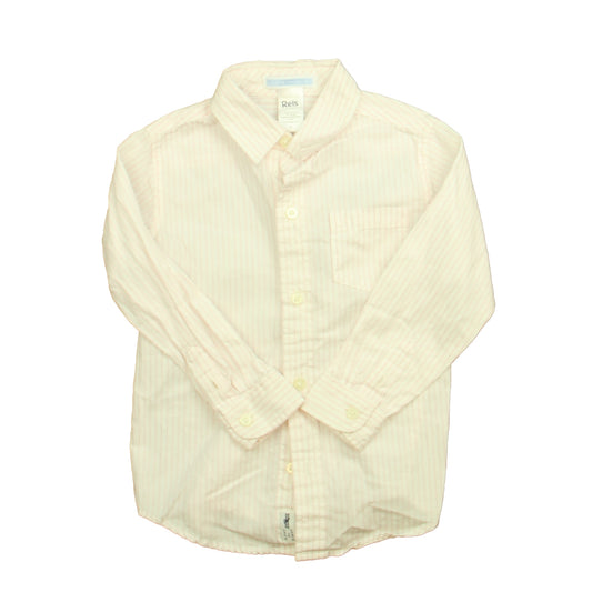 Janie and Jack Boys Pink | White Button Down Long Sleeve Size: 2T Pink | White