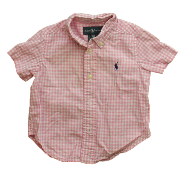 Ralph Lauren Boys Pink | White Button Down Short Sleeve Size: 18 Months Pink | White