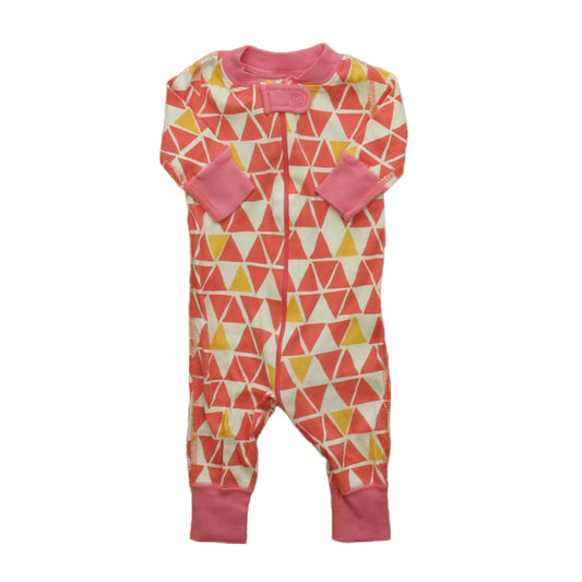 Hanna Andersson Girls Pink | White 1-piece Non-footed Pajamas Size: 0-6 Months