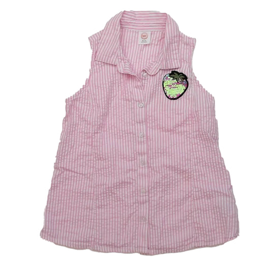 Wonder Nation Girls Pink | White Blouse Size: 7-8 Years Pink | White