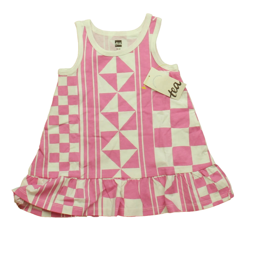 Tea Girls Pink | White Dress Size: 9-12 Months Pink | White