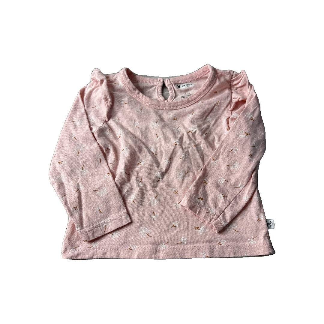 Honest Co Girls pink | White Long Sleeve T-Shirt Size: 18 months pink | White