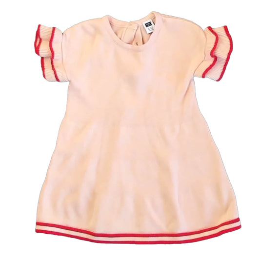 Janie and Jack Girls Pink | White Sweater Dress Size: 12-18 Months Pink | White