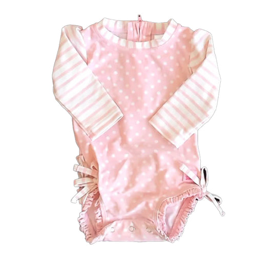 Ruffle Butts Girls Pink | White 1-piece Swimsuit Size: 3-6 Months Pink | White