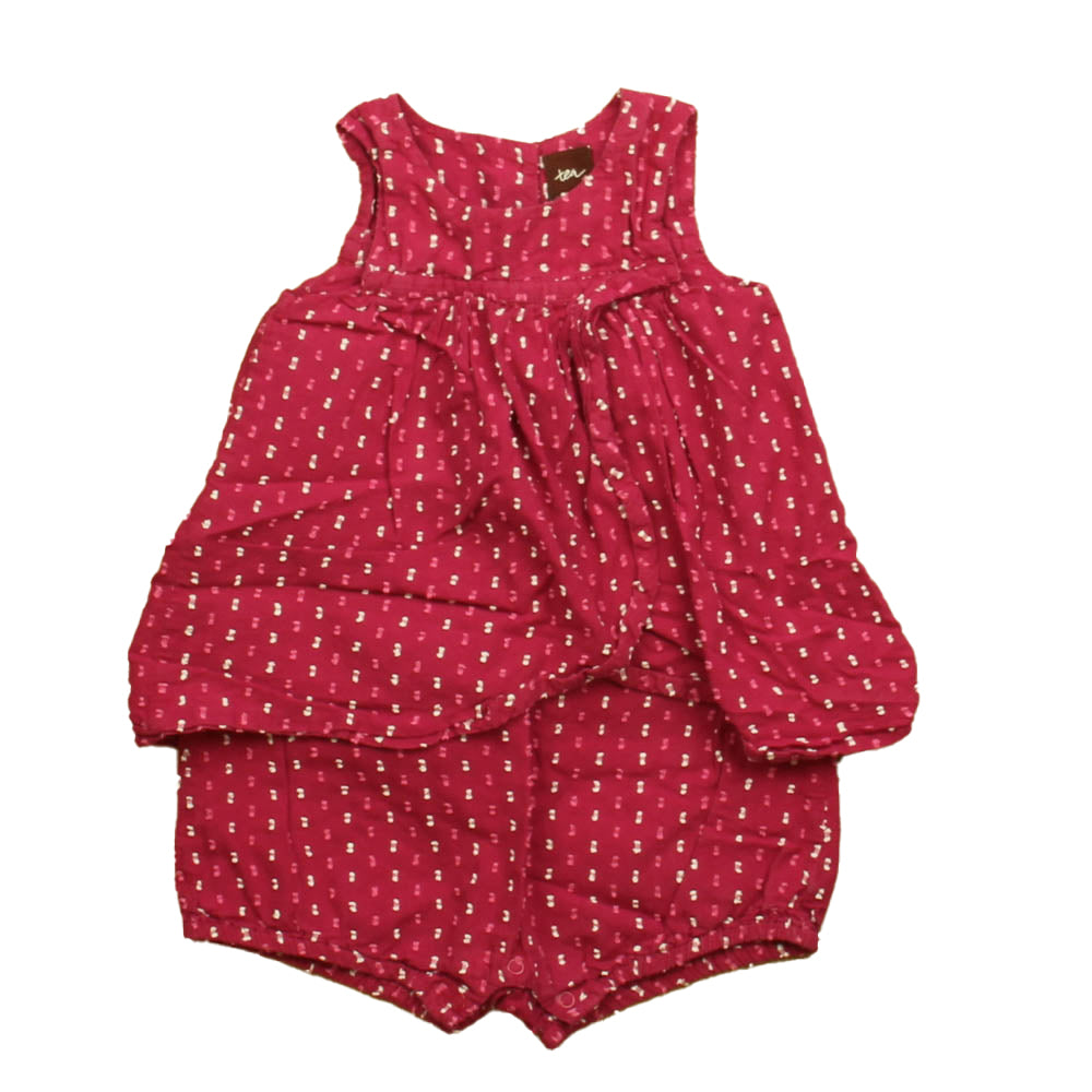 Tea Girls Pink | White Romper Size: 3-6 Months Pink | White