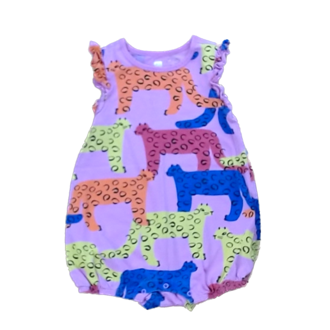 Tea Collection Boys Pink with Jungle Cats Romper Size: 18-24 Months Pink with Jungle Cats