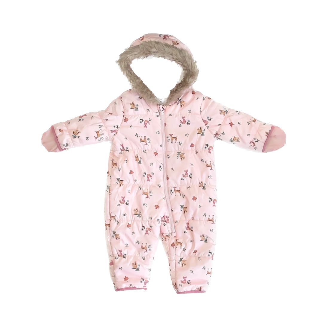 Carter''s Girls Pink Woodland Snowsuit Size: 6-9 Months Pink Woodland