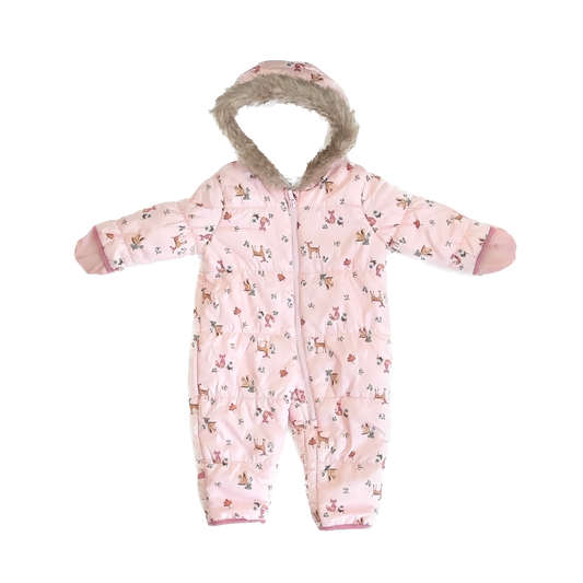 Carter''s Girls Pink Woodland Snowsuit Size: 6-9 Months Pink Woodland