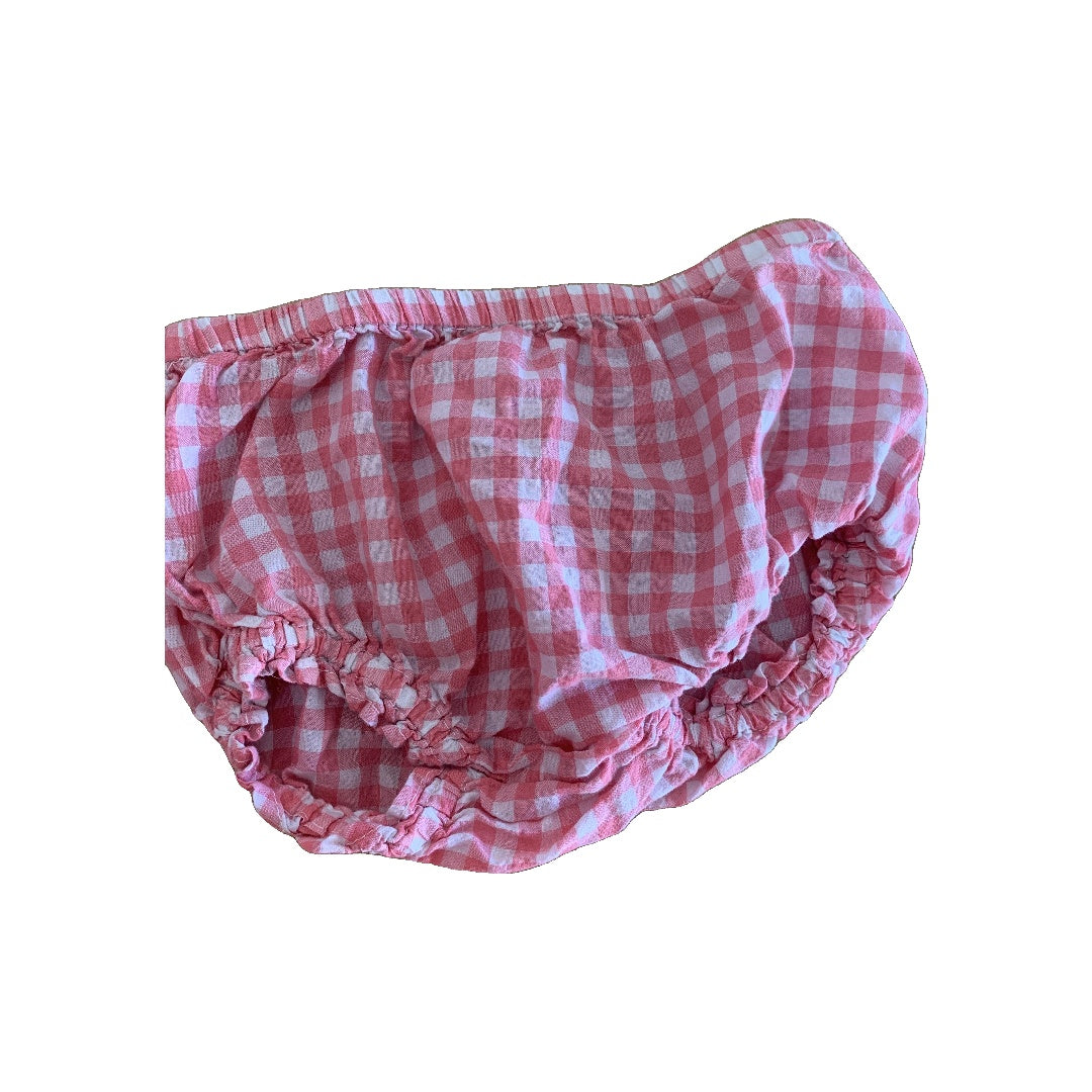 Girls pink | Wool White | plaid Button Down Short Sleeve Size: 6-12 months pink | Wool White | plaid