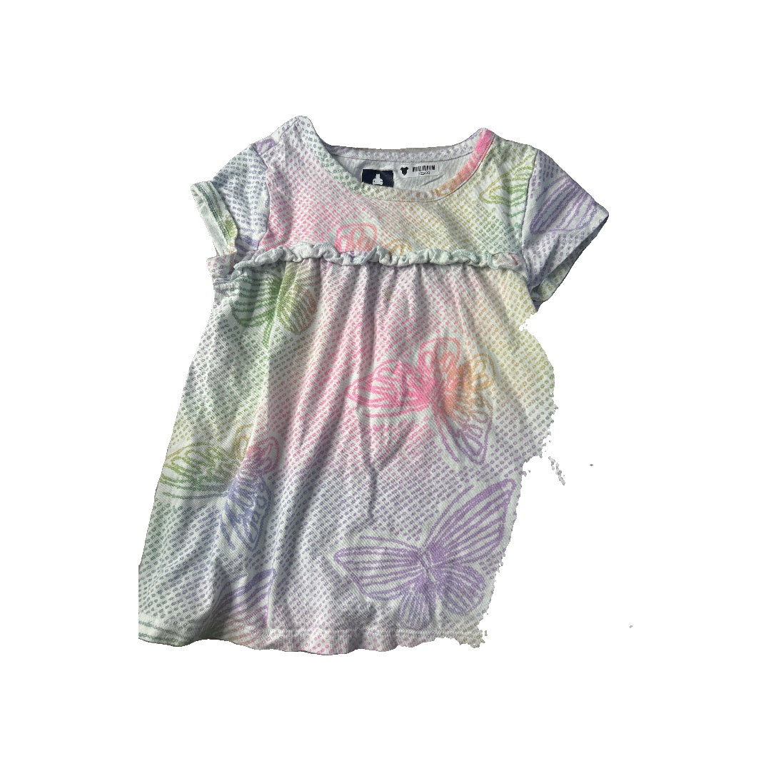 Girls pink | Yellow | Butterfly Short Sleeve Shirt Size: 3T pink | Yellow | Butterfly