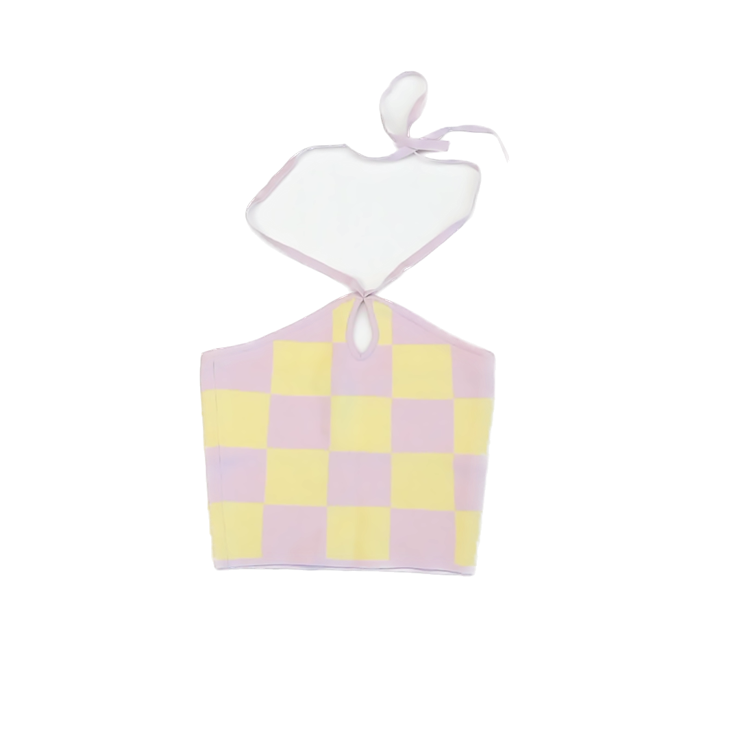 Forever 21 Girls Pink | Yellow Checker Tank Top Size: S Pink | Yellow Checker