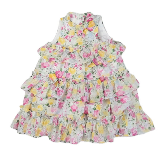 Janie and Jack Girls Pink | Yellow Floral Dress Size: 4T Pink | Yellow Floral