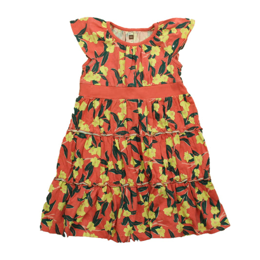 Tea Girls Pink | Yellow Floral Dress Size: 5T Pink | Yellow Floral