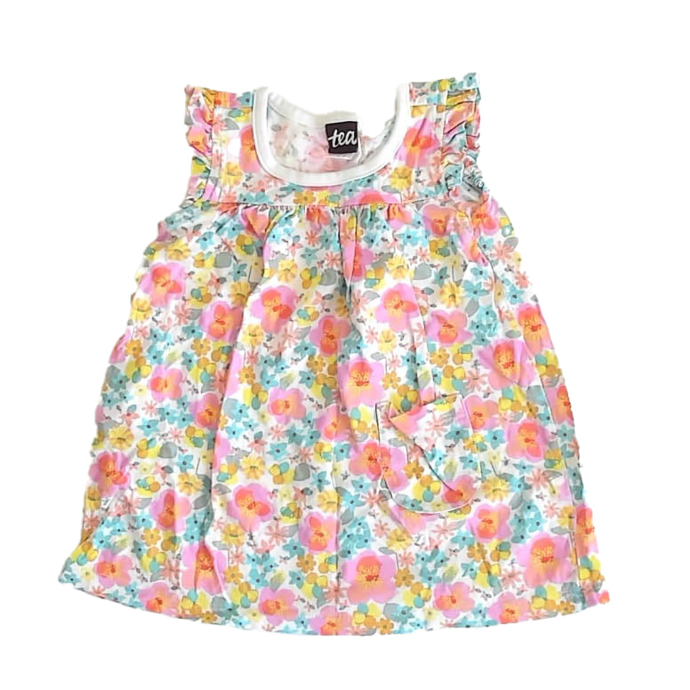 Tea Girls Pink | Yellow Floral Dress Size: 9-12 Months Pink | Yellow Floral