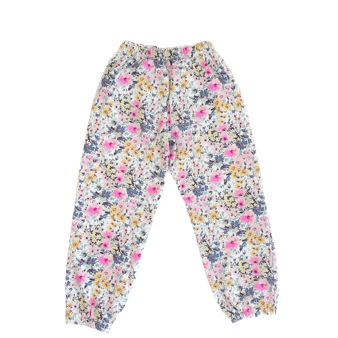 Gap Girls Pink | Yellow Floral Casual Pants Size: XL (12) Pink | Yellow Floral