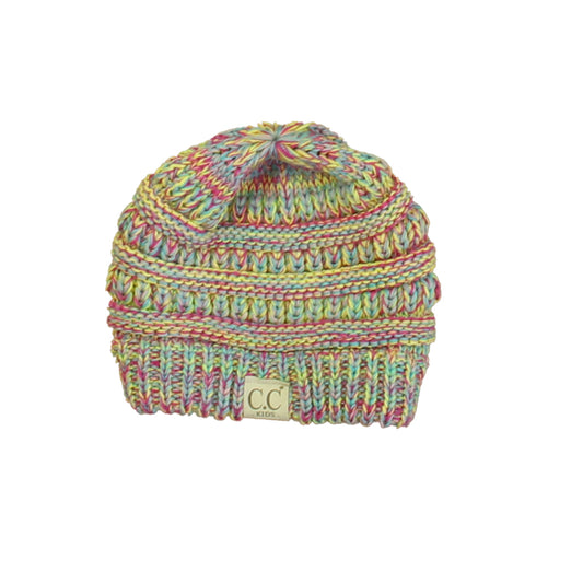 C.C. Girls Pink | Yellow | Green Winter Hat Size: 12-24 Months Pink | Yellow | Green