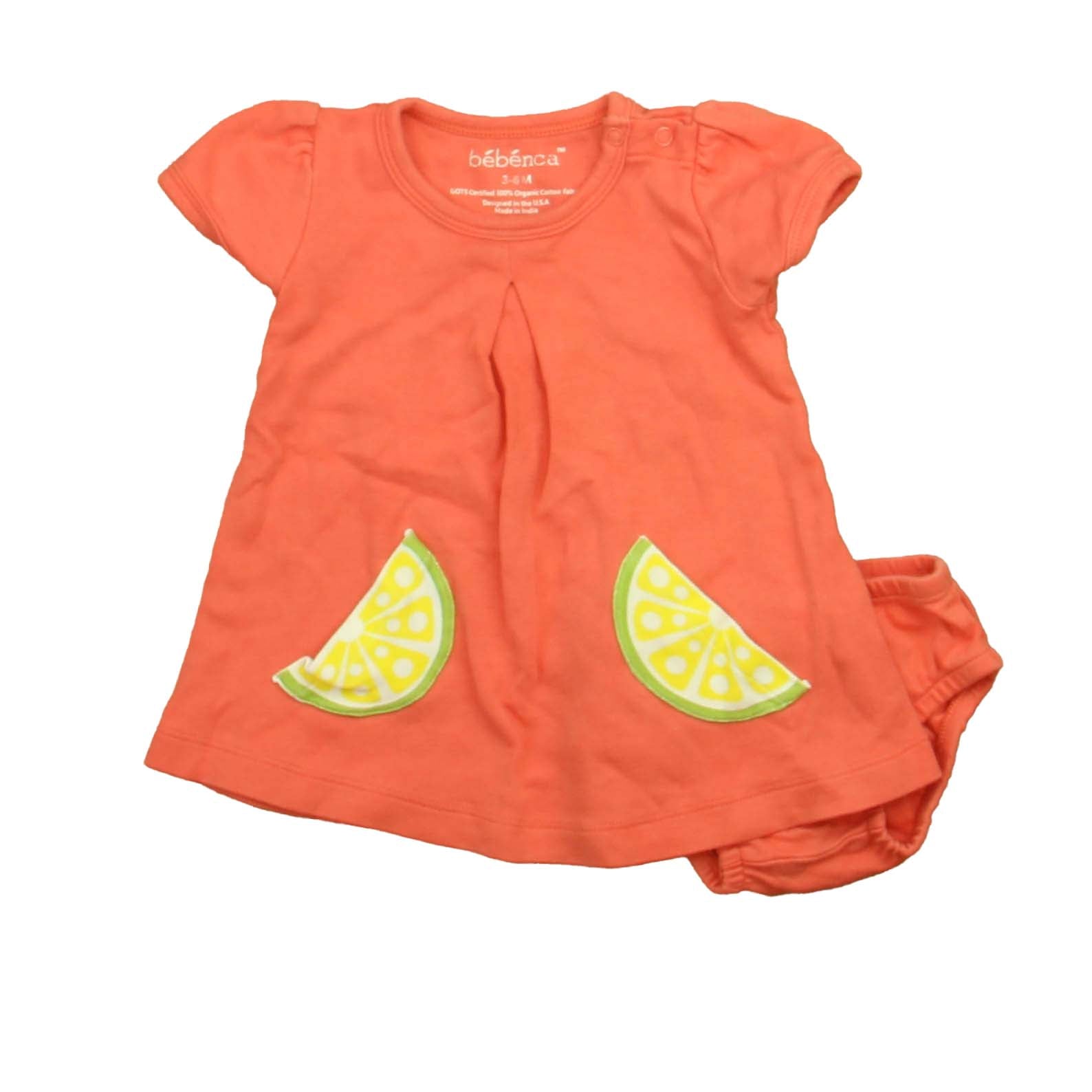Bebenca Girls Pink | Yellow Lemon Dress Size: 3-6 Months Pink | Yellow Lemon