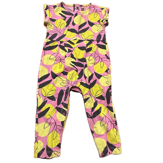 Tea Collection Girls Pink | Yellow Lemons Romper Size: 12-18 Months Pink | Yellow Lemons