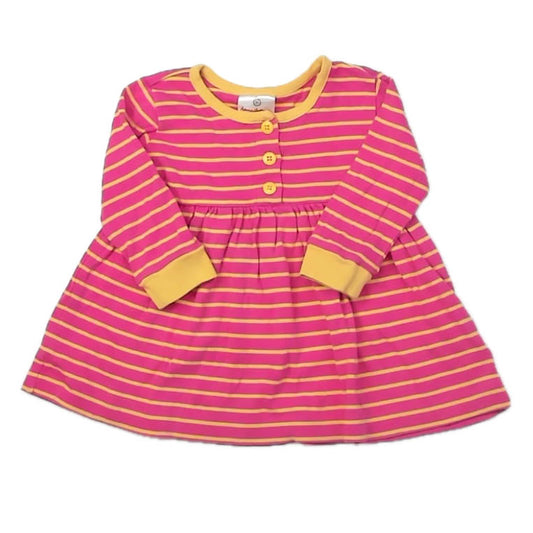 Hanna Andersson Girls Pink | Yellow Stripe Dress Size: 18-24 Months Pink | Yellow Stripe