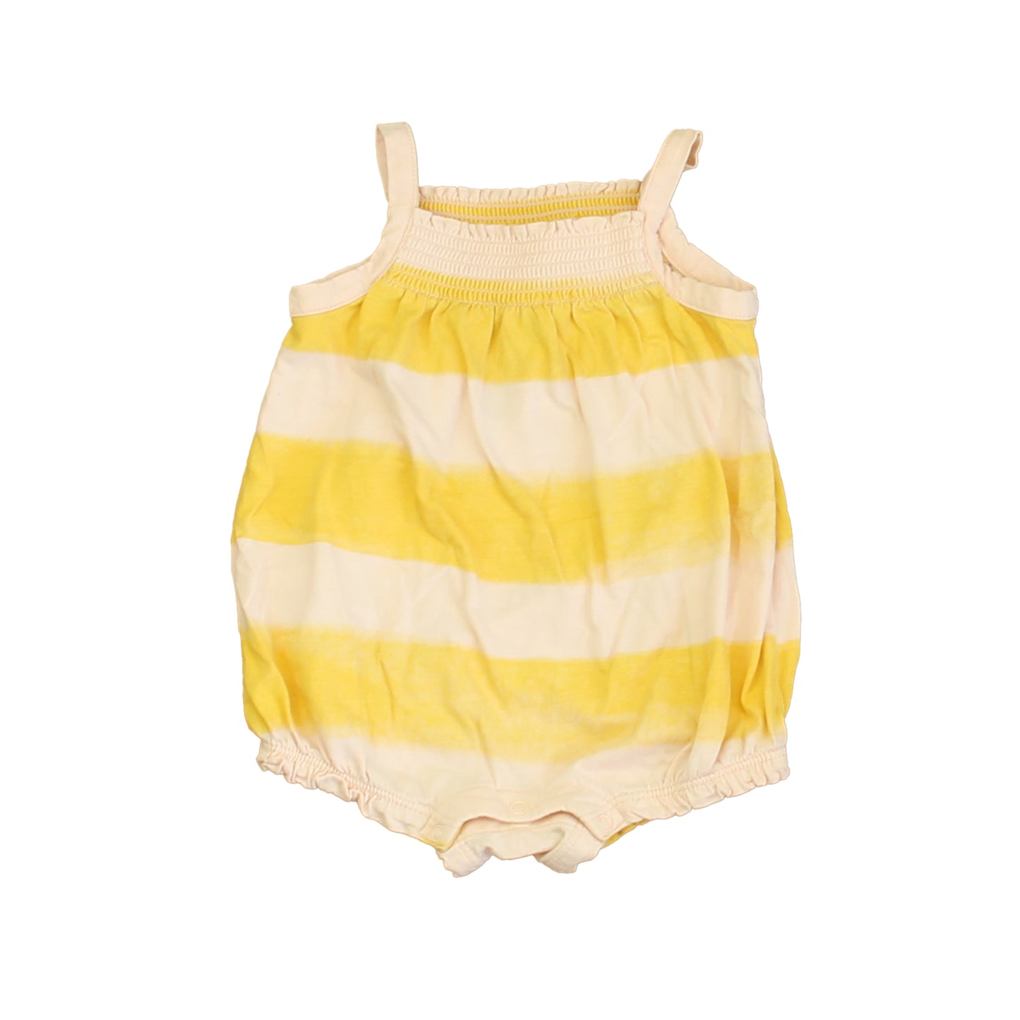 Tea Girls Pink | Yellow Stripe Romper Size: 6-9 Months