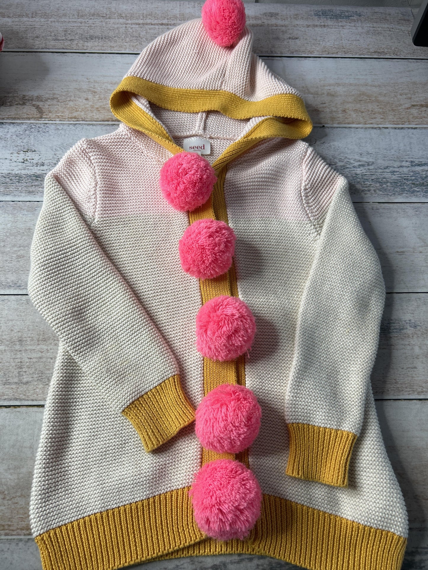 Seed Baby Girls pink | Yellow Sweater Size: 4T pink | Yellow