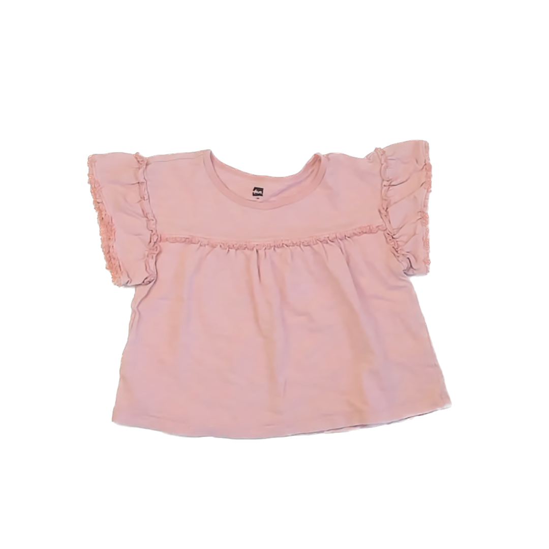 Tea Collection Girls Pink Short Sleeve Shirt Size: 10 Years Pink