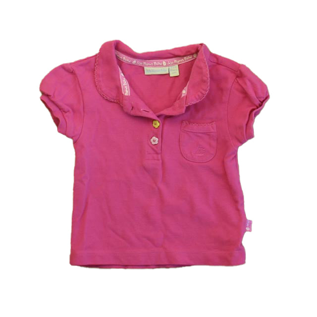 JoJo Maman Bebe Girls Pink Polo Shirt Size: 6-12 Months Pink