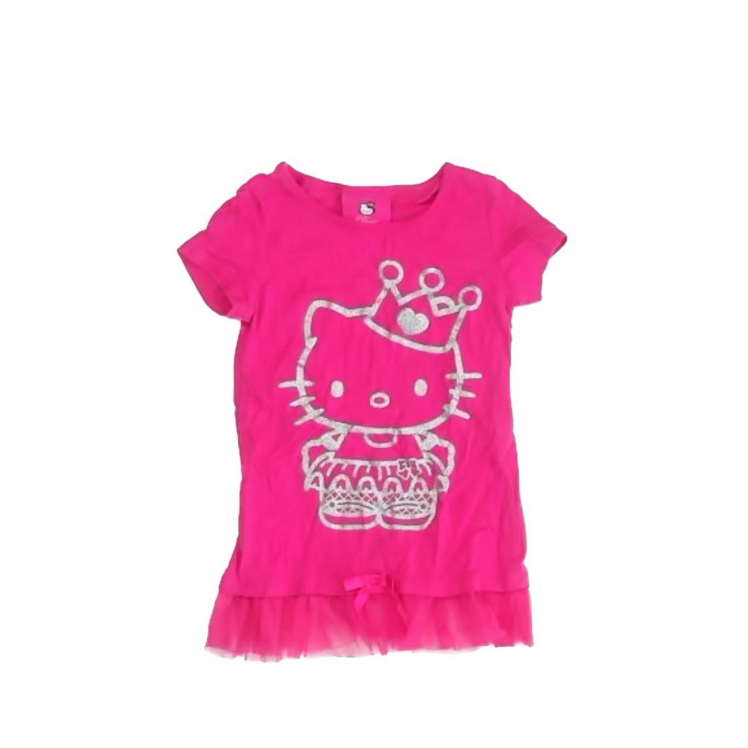 Hello Kitty Girls Pink Short Sleeve Shirt Size: 5T Pink