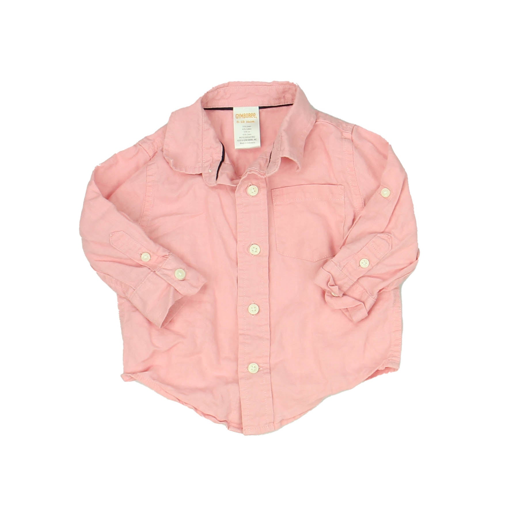 Gymboree Boys Pink Button Down Long Sleeve Size: 6-12 Months Pink