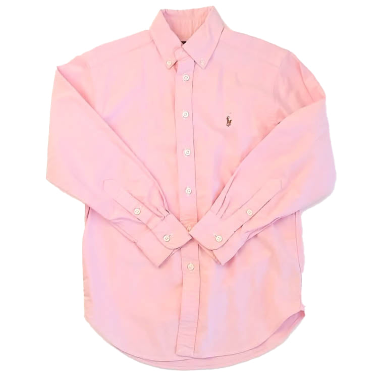 Ralph Lauren Boys Pink Button Down Long Sleeve Size: 8 Years Pink