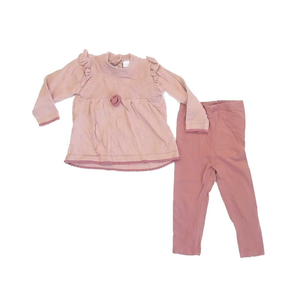 Laura Ashley Girls Pink Apparel Sets Size: 24 Months Pink