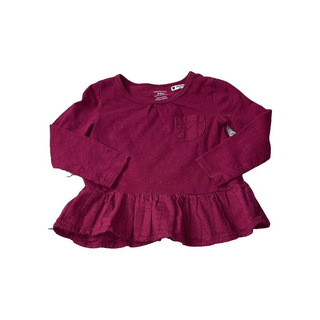 Carters Girls pink Long Sleeve Shirt Size: 24 months pink