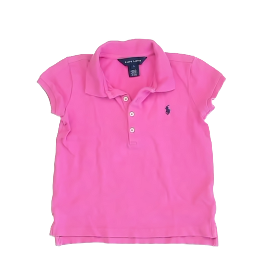 Ralph Lauren Girls Pink Polo Shirt Size: 5T Pink