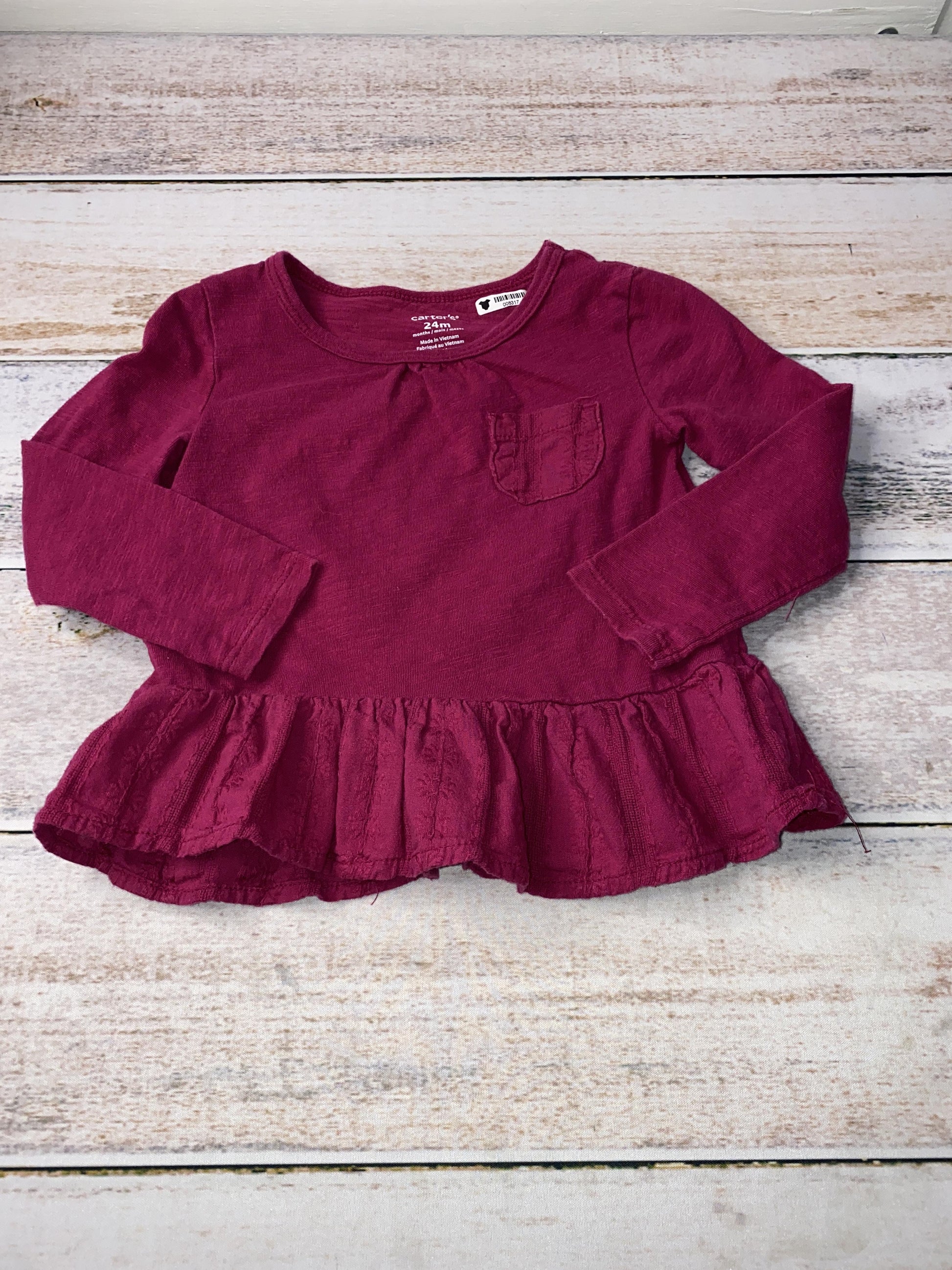 Carters Girls pink Long Sleeve Shirt Size: 24 months pink