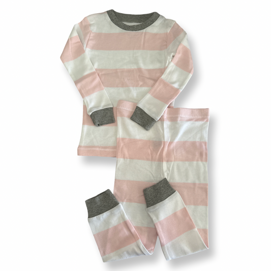 Burt's Bees Girls Pink 2-piece Pajamas Size: Striped Pajama Set Pink