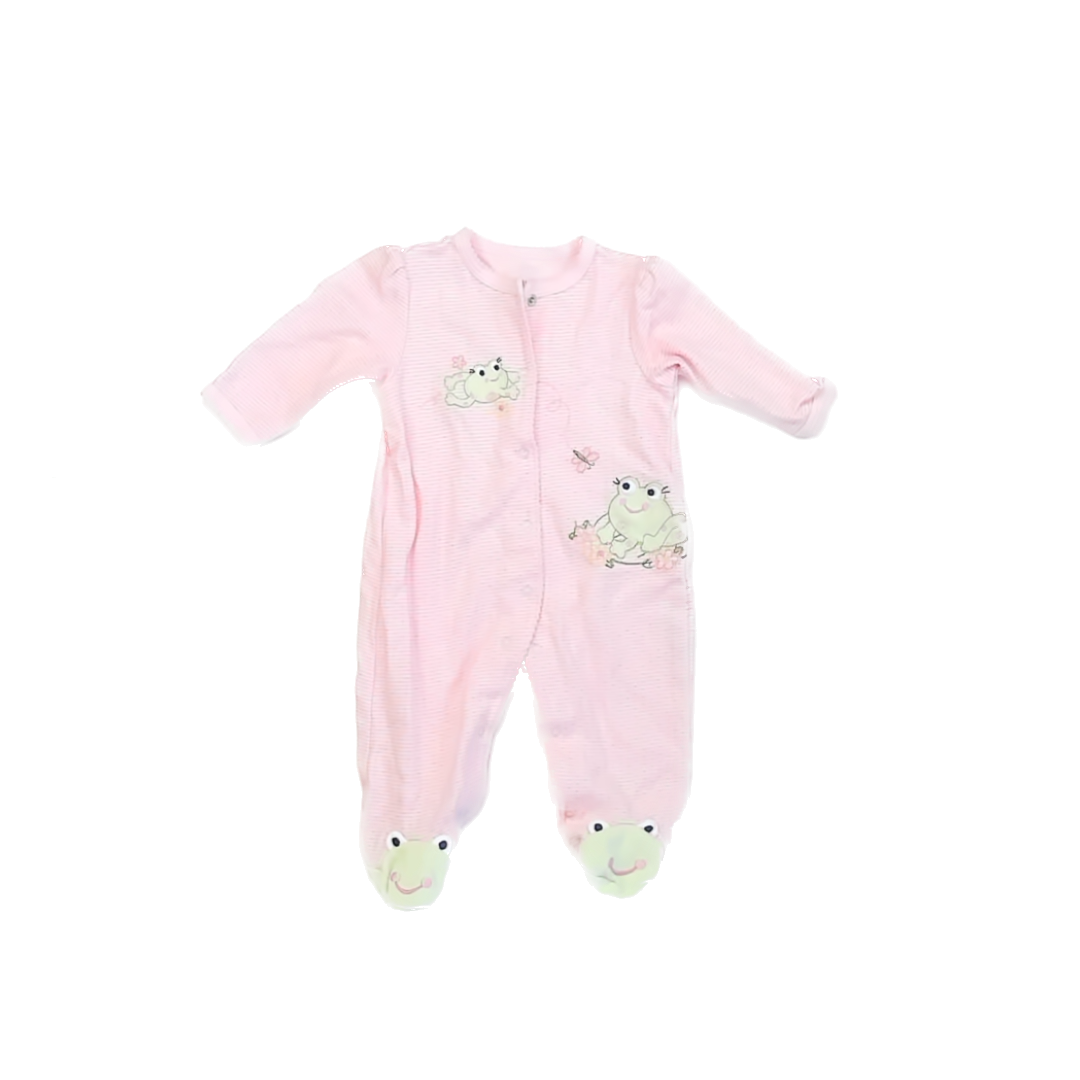 Little Me Girls Pink 1-piece footed Pajamas Size: 3 Months Pink