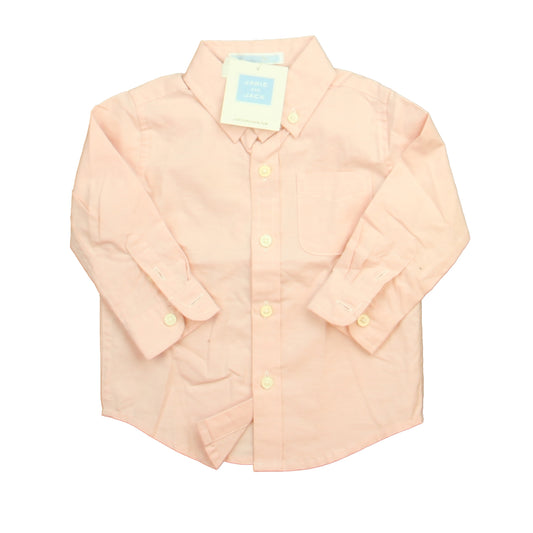 Janie and Jack Boys Pink Button Down Long Sleeve Size: 6-12 Months Pink