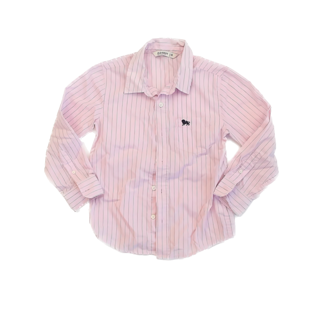 Old Navy Boys Pink Button Down Long Sleeve Size: 6-7 Years (Small) Pink