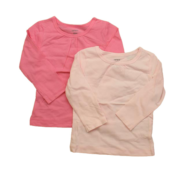 Carter's Girls Pink Long Sleeve T-Shirt Size: 12 Months