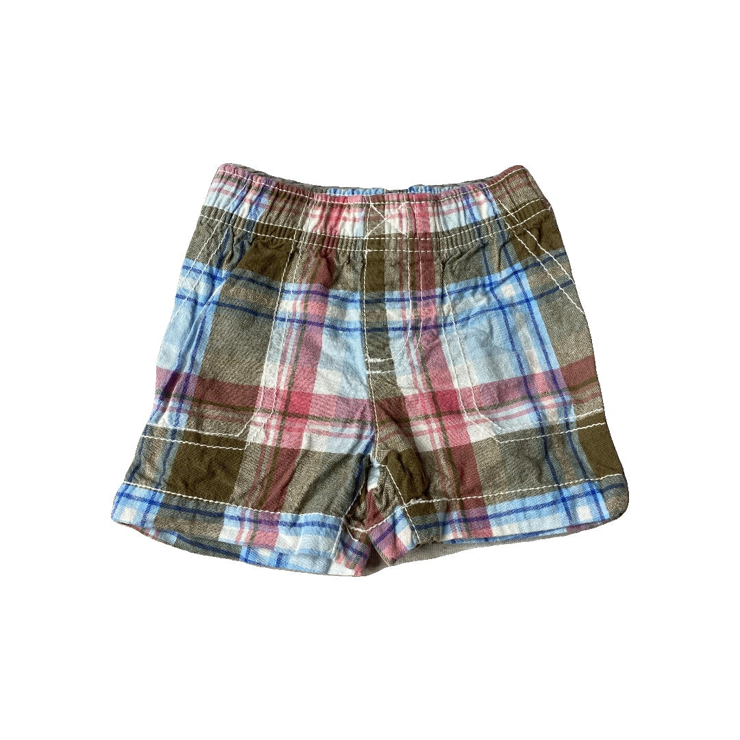 Carters Boys plaid | Blue | Brown | pink Shorts Size: 3 months plaid | Blue | Brown | pink