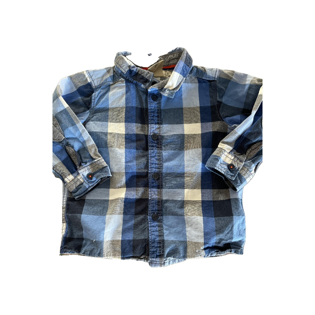 L.O.G.G. Boys plaid | Grey | Light Blue Button Down Short Sleeve Size: 9-Jun plaid | Grey | Light Blue